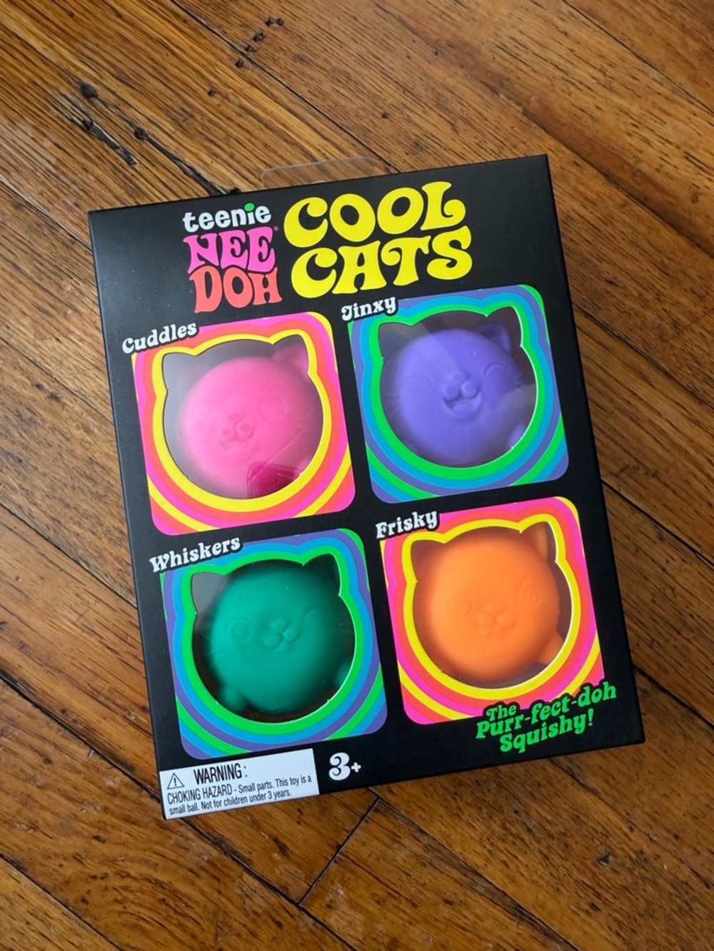 Cool Cats 4-Pack - Pink, Purple, Teal, Orange Squishy Toys